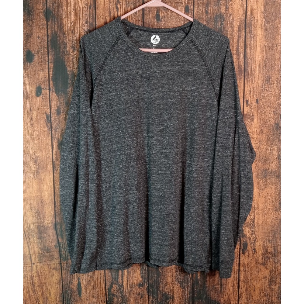 American Giant Mens Long Sleeve T-Shirt Gray Heather Raglan USA Made Large
